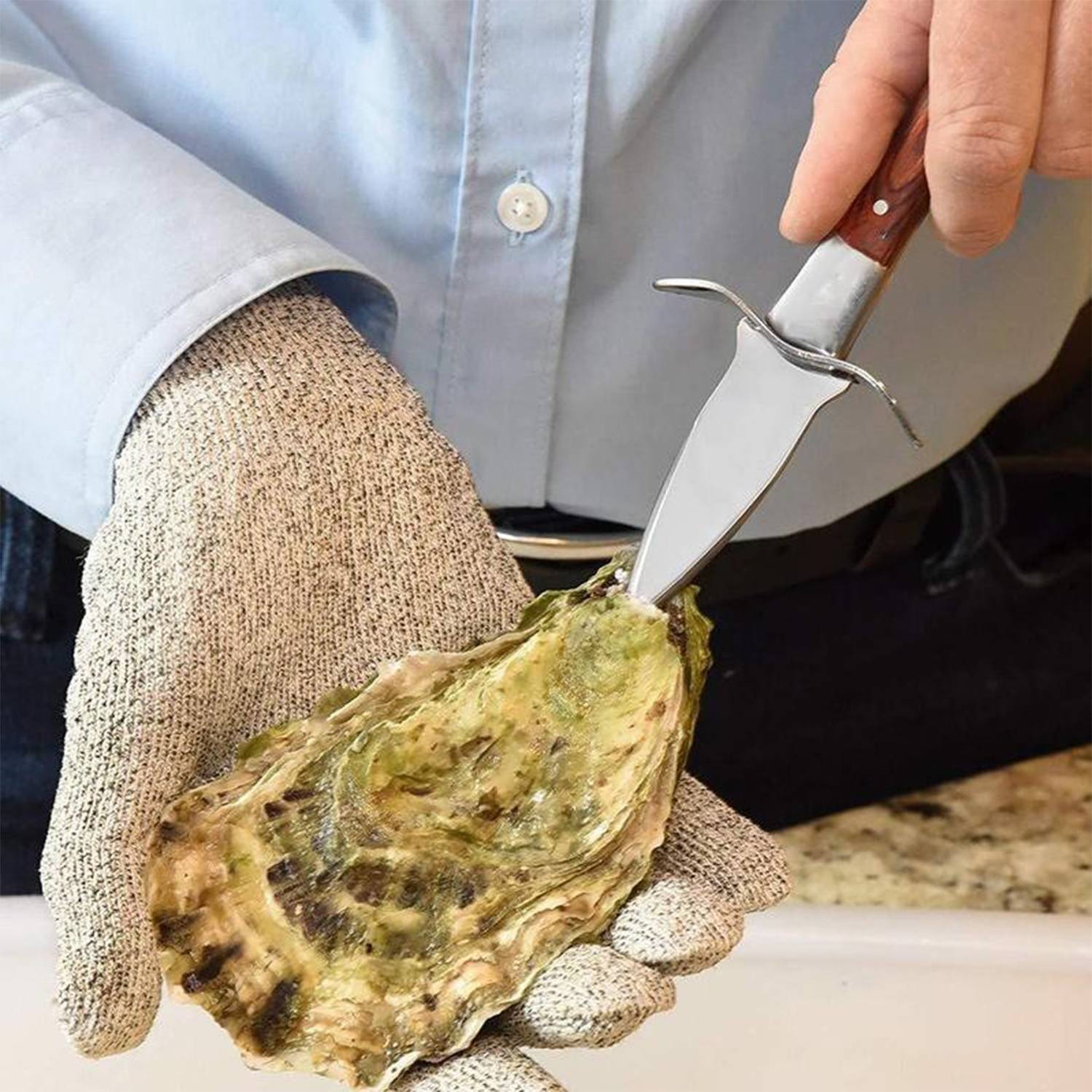 Stainless Steel Wooden Handle Shell Cutter 8