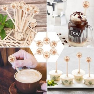 Custom Logo Wooden Disposable Stirring Rod Coffee Mixing 3