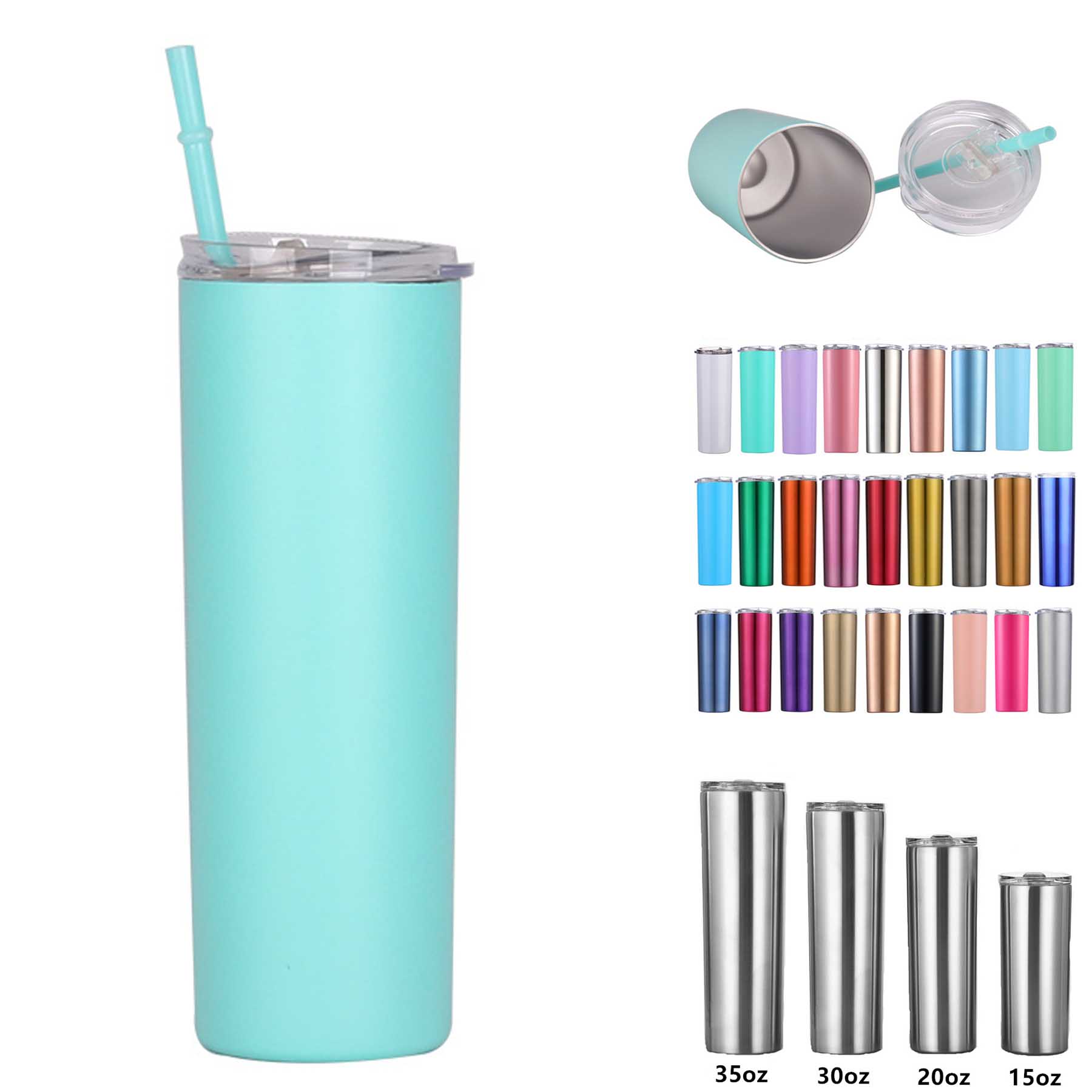 20oz Insulation Stainless Bottles Cups with Metal Straw Slide Lids 1