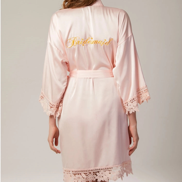Women's Satin Robe Lace Silk Kimono 4