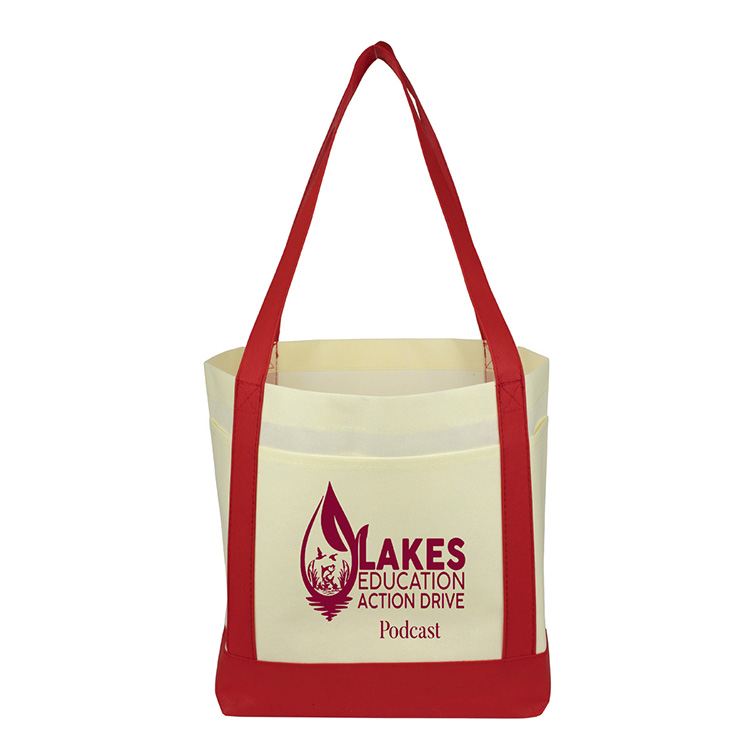 18"W x 12"H x 7" Gusset - "THE CRUISER" Faux Canvas 3-Pocket Value Tote 9