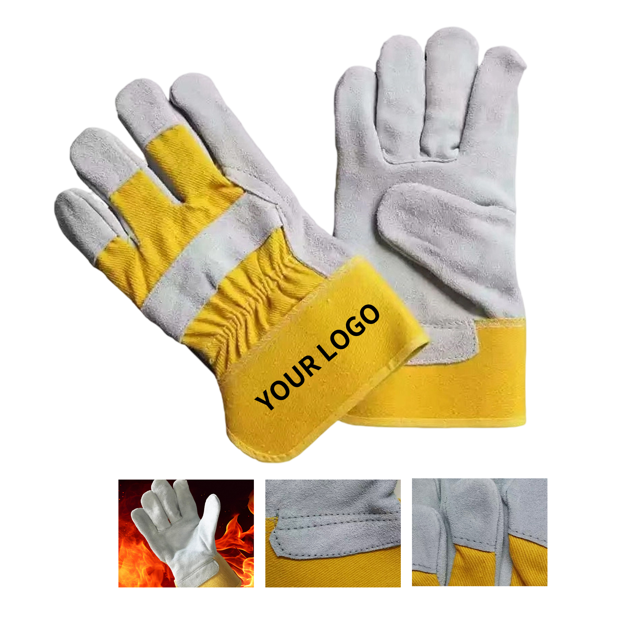 Split Leather Work Glove With Reinforced Palm And Safety Cuff 9.9" x 6" 1
