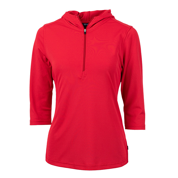 Cutter & Buck Virtue Eco Pique Recycled Half Zip Pullover Ladies Hoodie, custom hoodie or sweatshirt with logo imprint 3