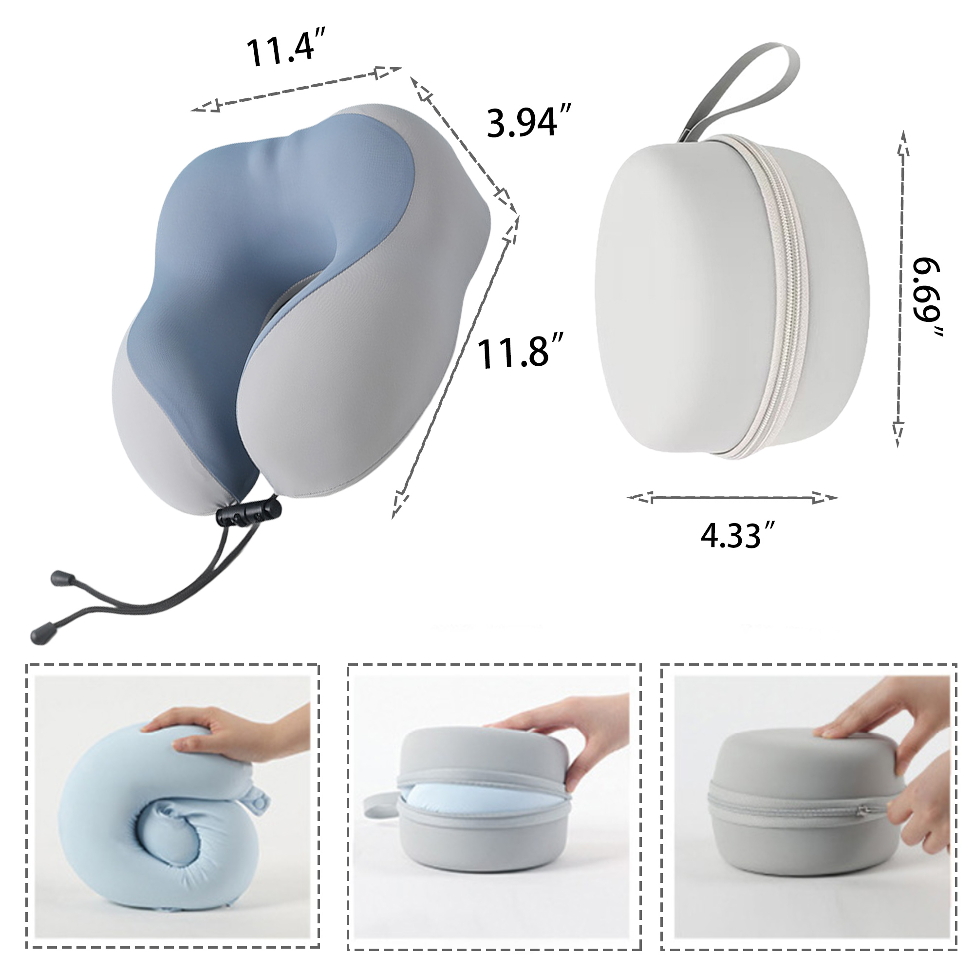 Portable Memory Foam Very Resilient U Shaped Pillow With Storage Box 2