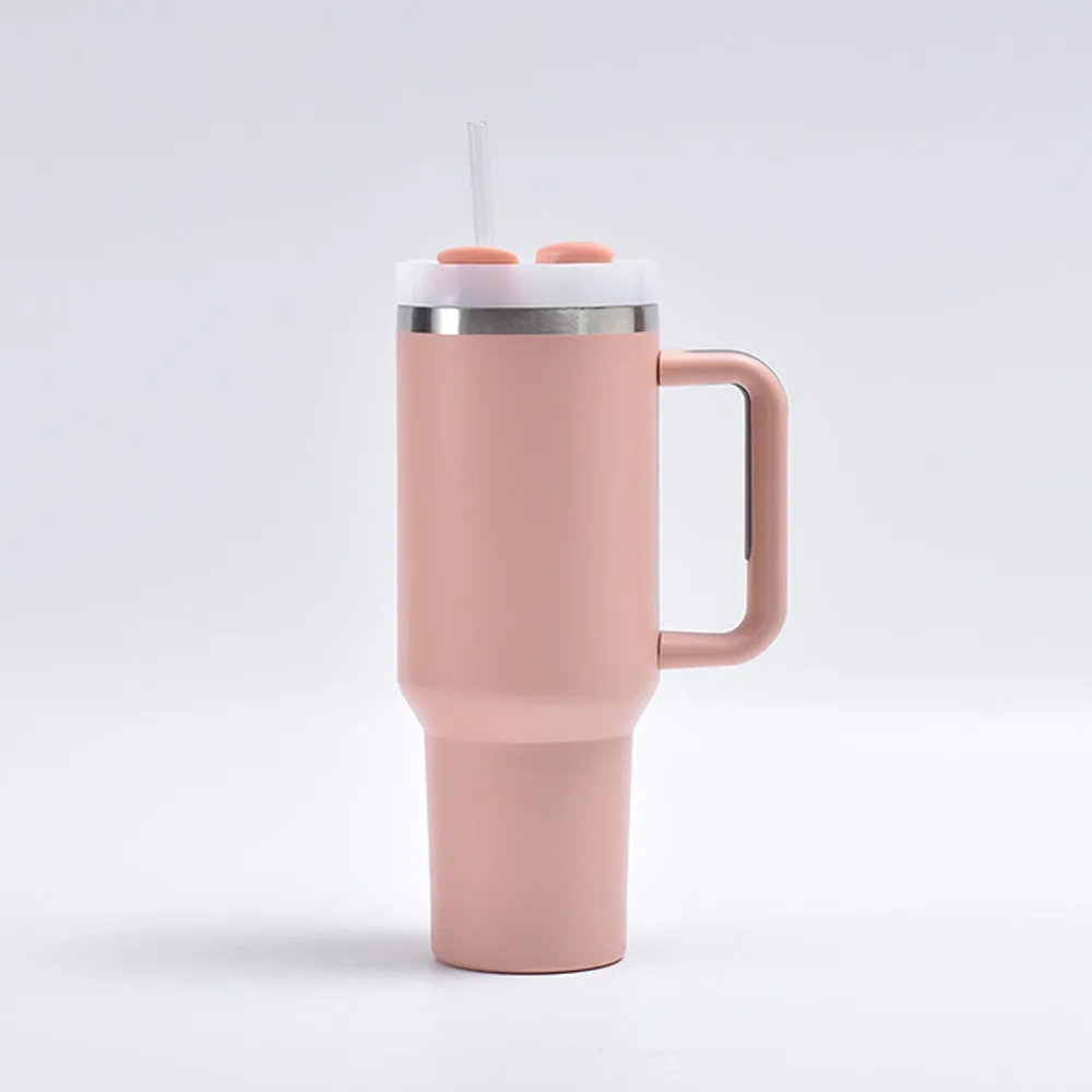 40 oz Insulated Tumbler with Handle and Straw 7