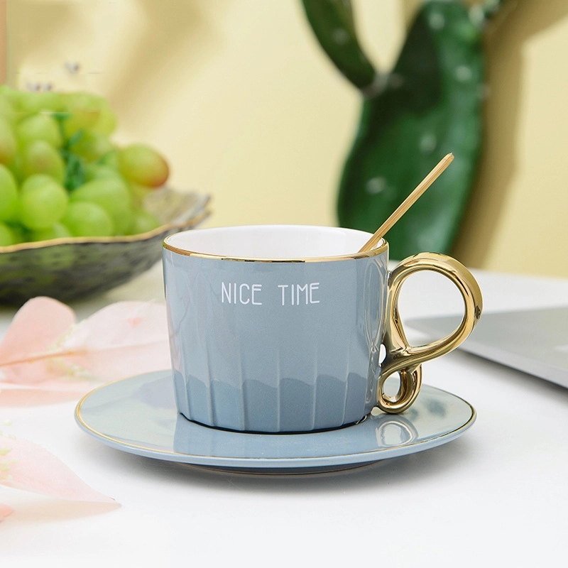 Custom 8 oz Ceramic Coffee Mug Saucer Set 1