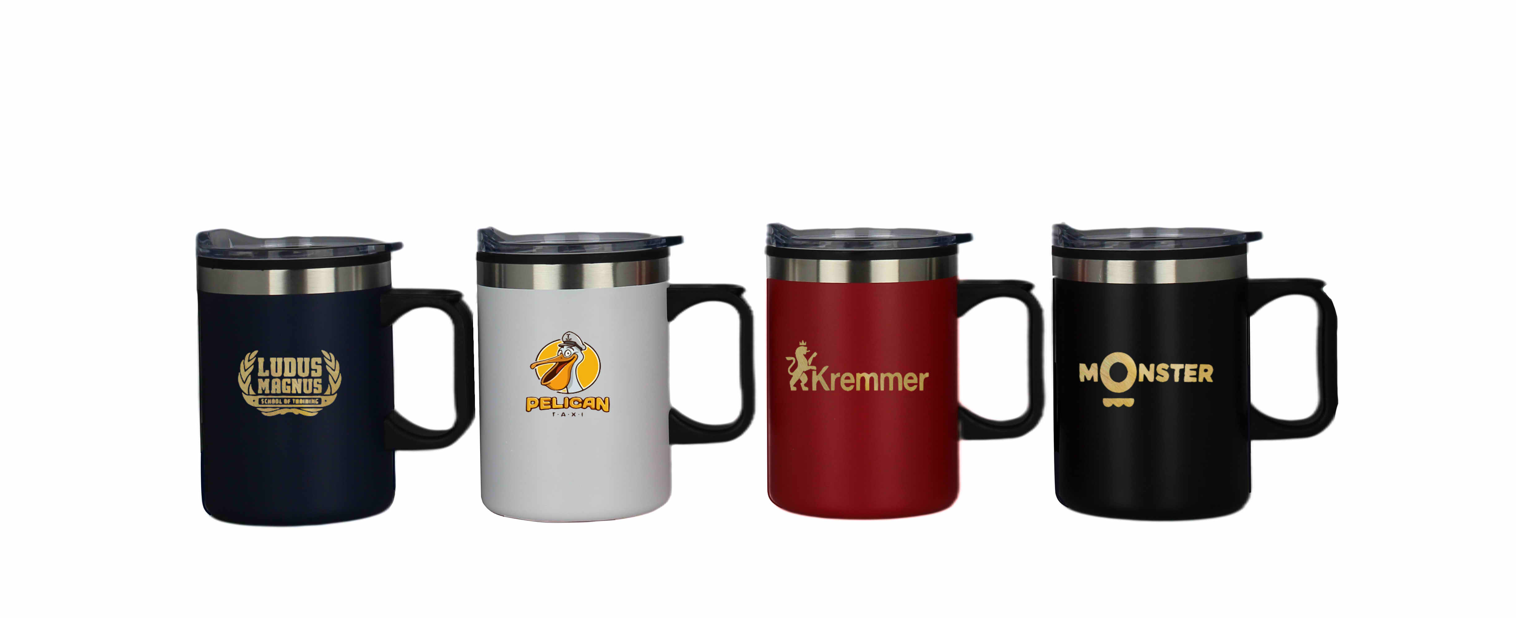 14oz Double Wall Mug with SS Outer & Plastic Liner with Handle 2