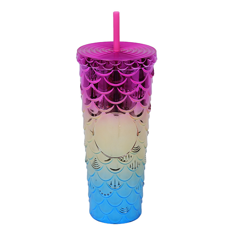 24oz Plastic Tumbler with Lid and Straw 1