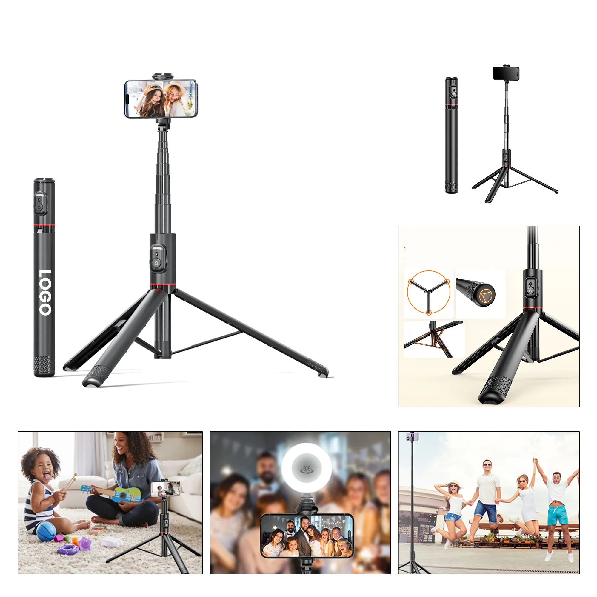 Bluetooth Selfie Stick with Hidden Tripod 2