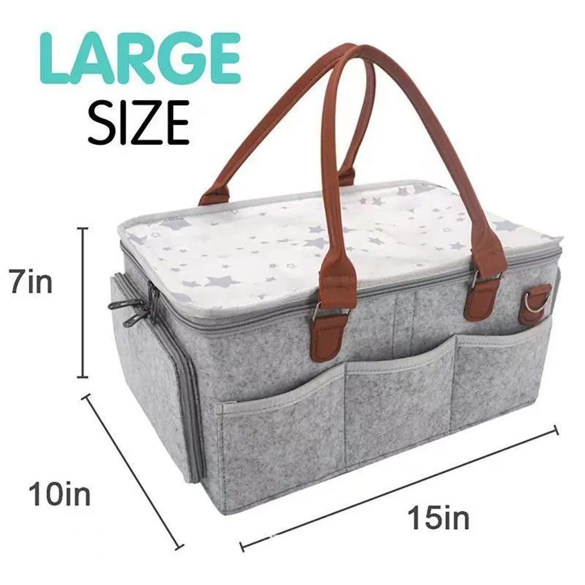 Multiple Compartments Waterproof Baby Diaper Caddy Organizer 3