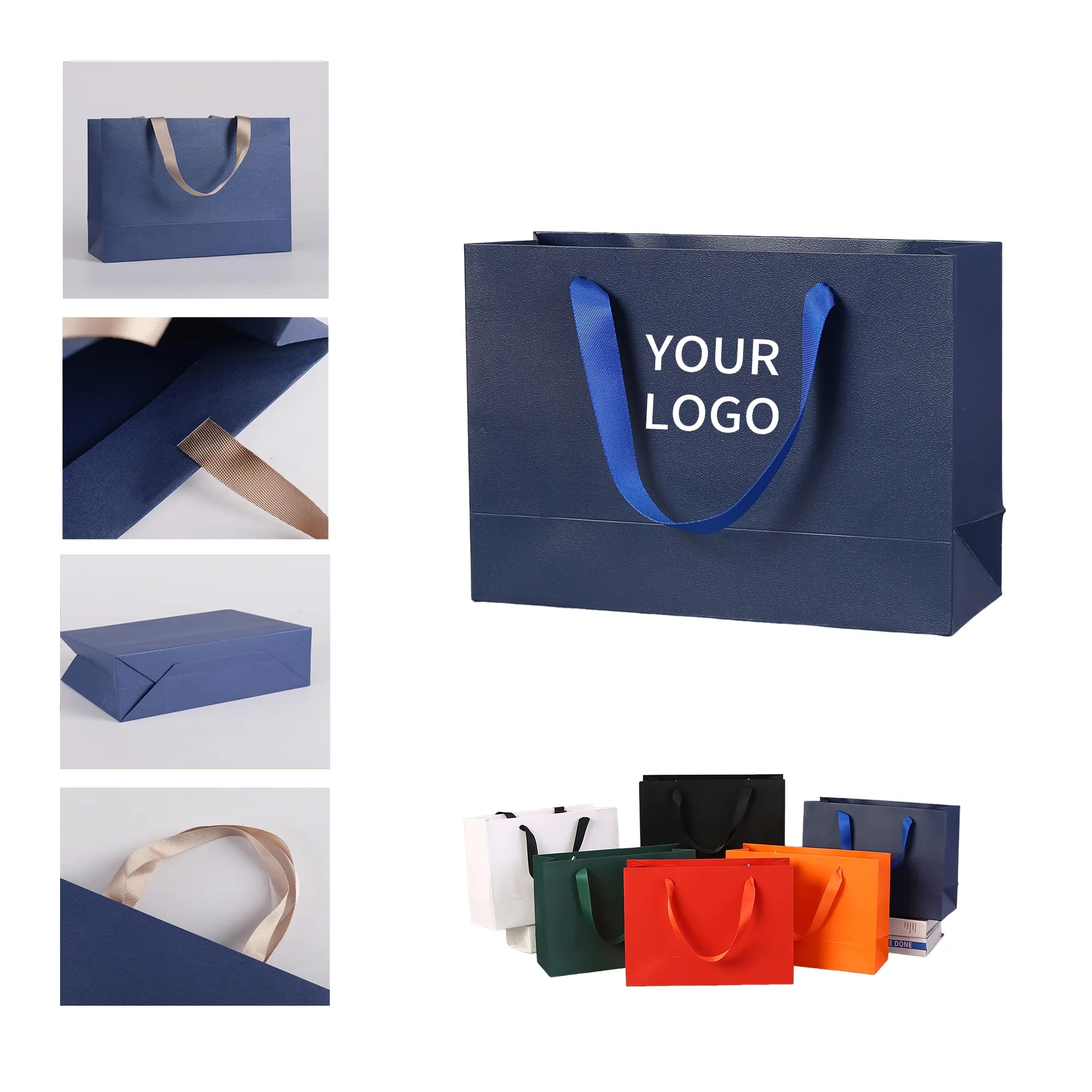 Recyclable Kraft Paper Bag 13x10 with Ribbon Handles 1