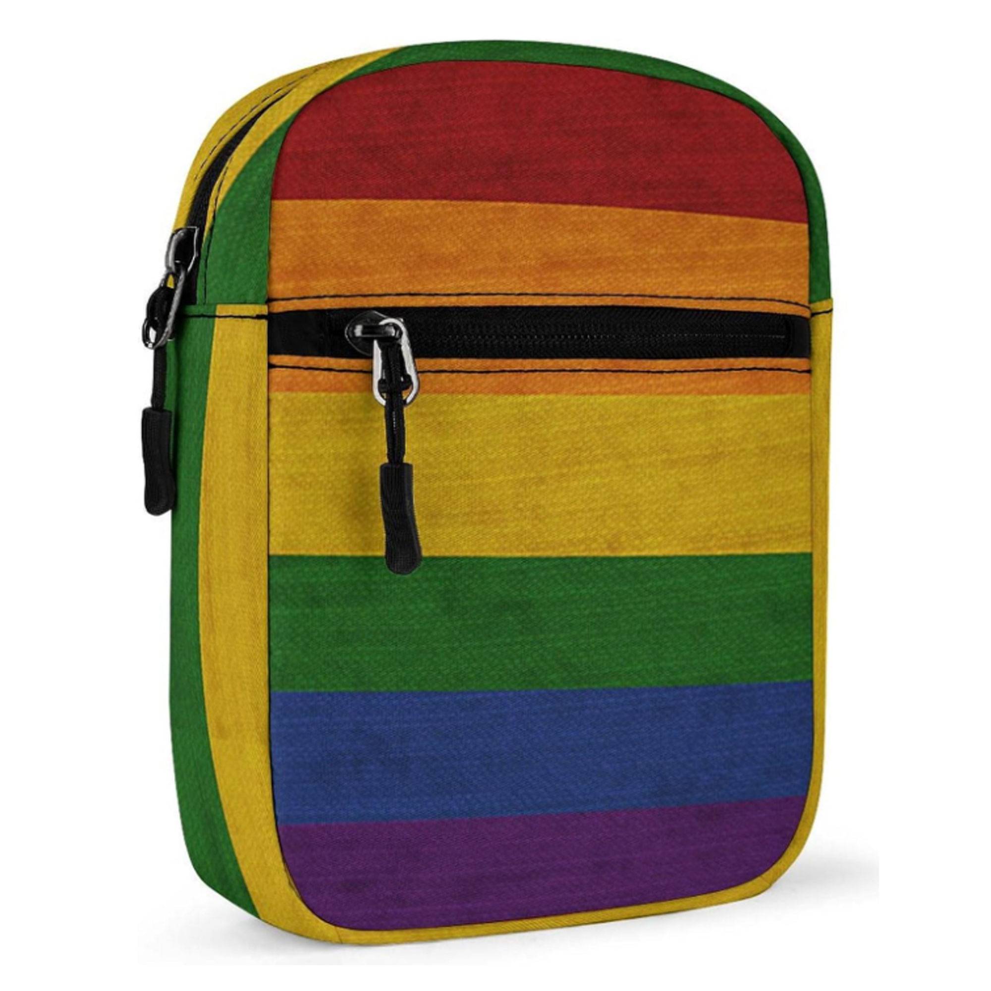 7 1/5" Rainbow Oxford Cloth CrossbodySling Backpack 4
