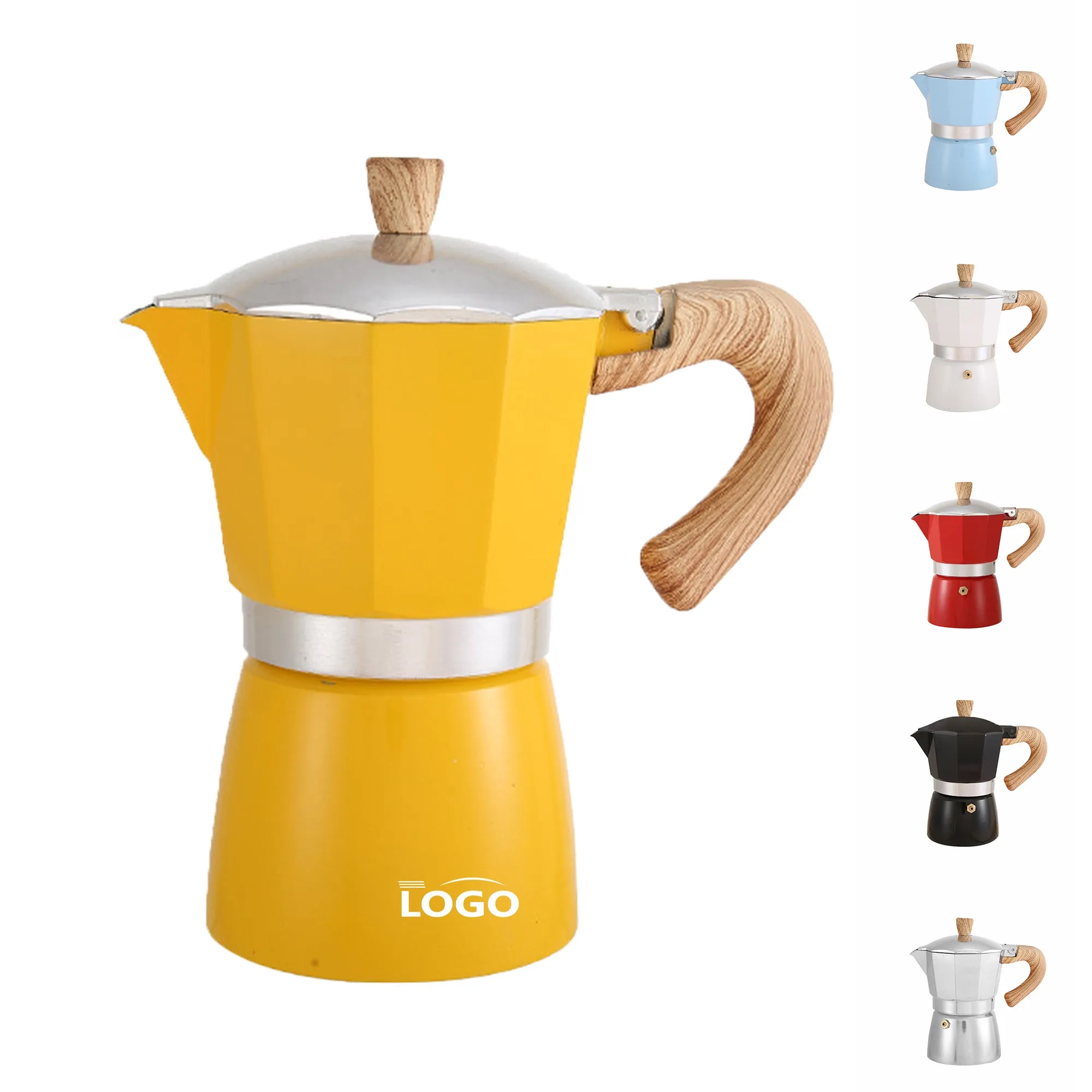 European Style Coffee Pot With Wood Grain Handle