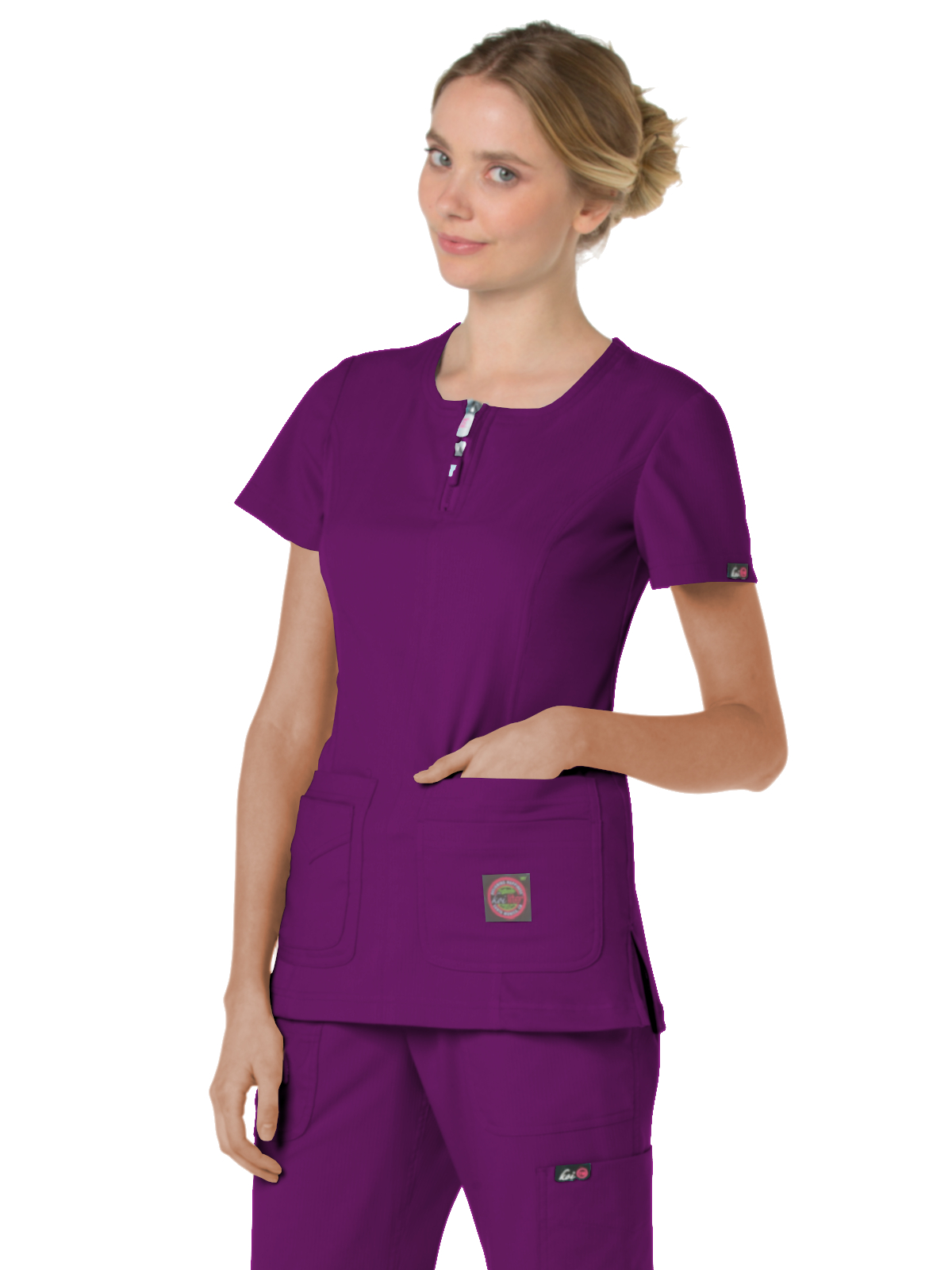 koi - Lite - Women's Four-Pocket Zipper Neck Serenity Top 7
