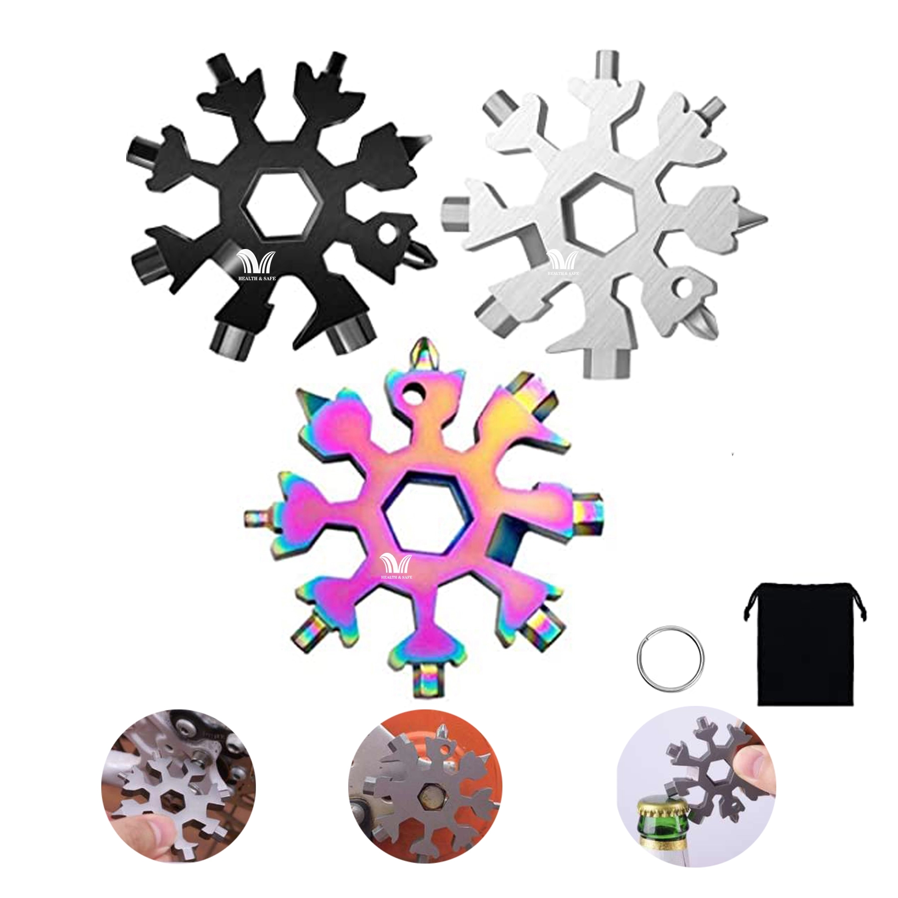 Saker 18-in-1 Snowflake Multi Tool Christmas Gift Keychain 2