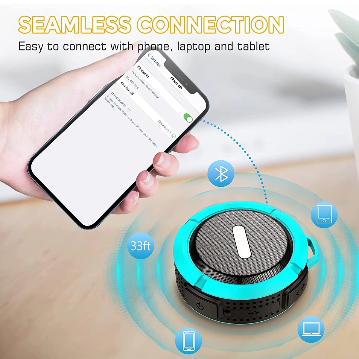 Waterproof Portable Shower Loud Bluetooth Speaker 3