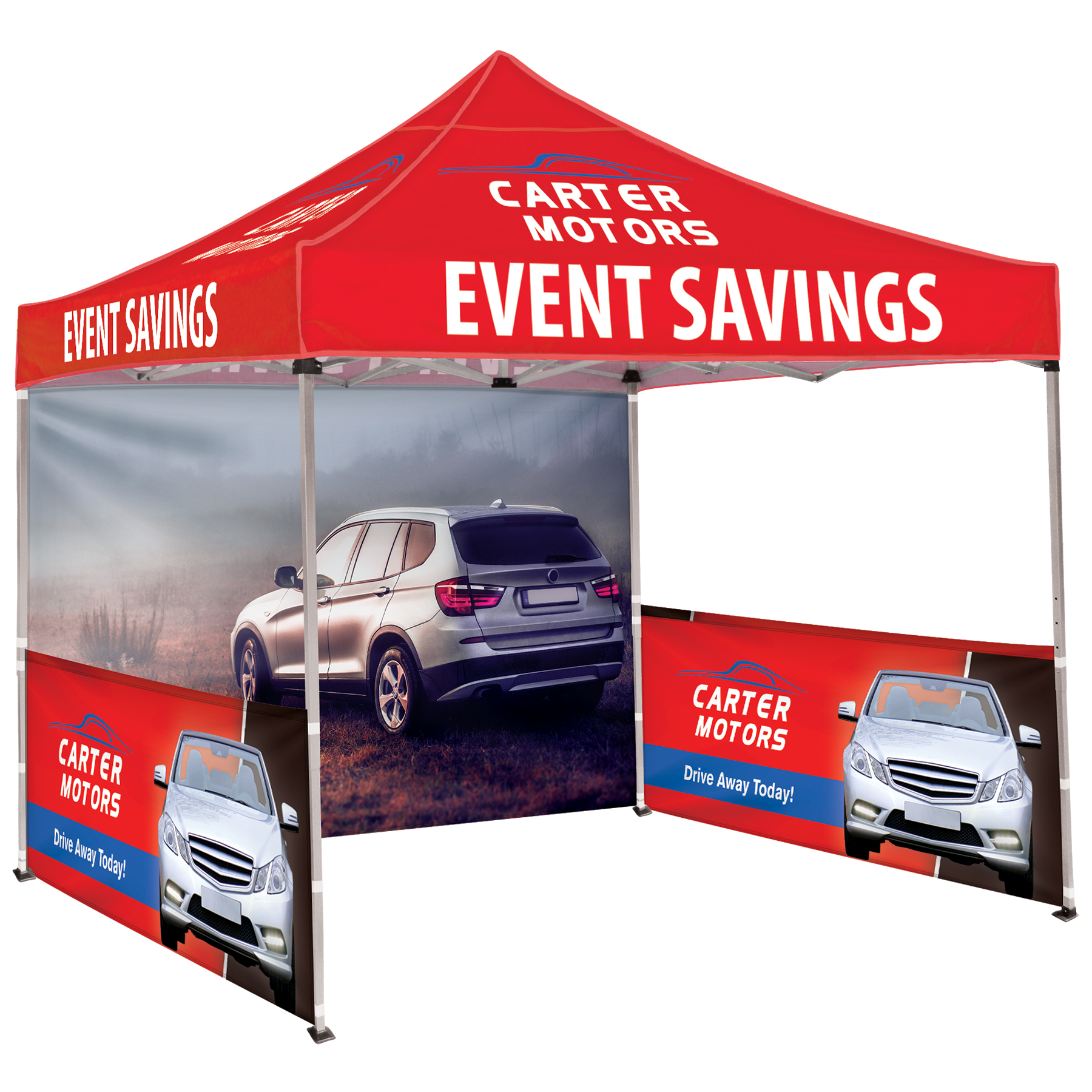 10' Square Canopy Tent W/One Full Double Sided Wall and Two Double Sided Half Walls 1