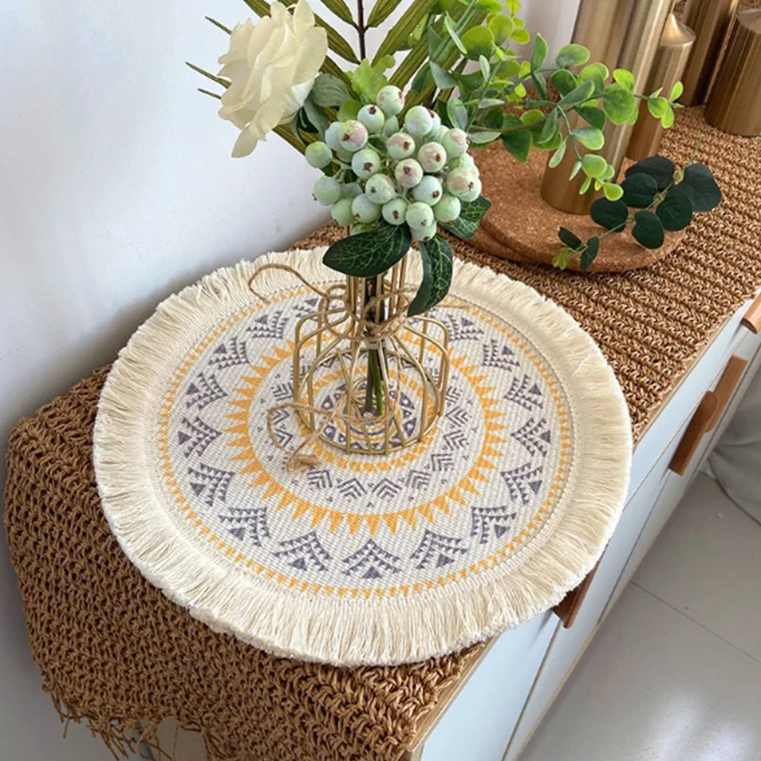 Tassel Carpet Mouse Pad/Rug Coaster Round 9