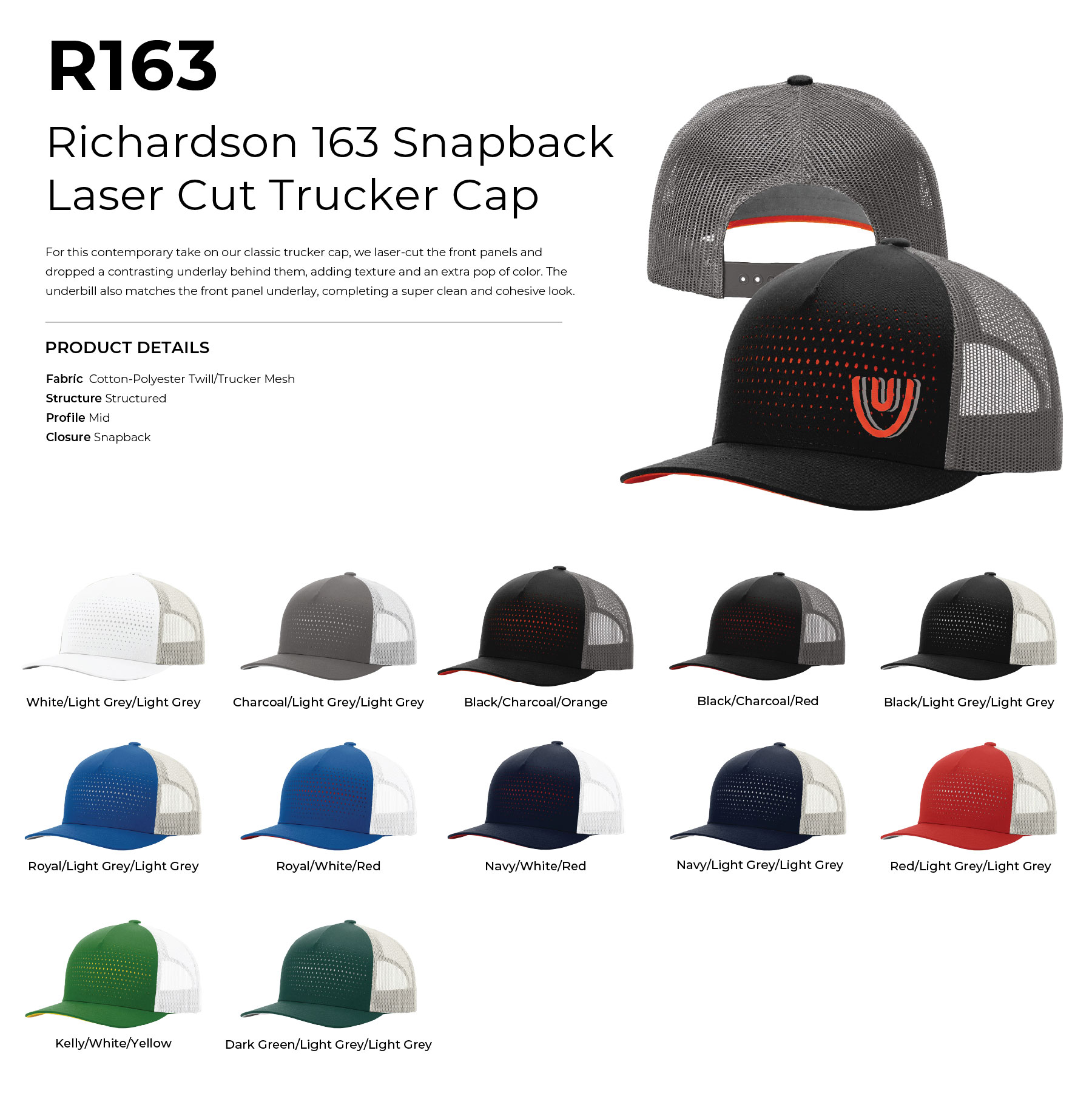 Richardson 163 Snapback Laser Cut Trucker Hat 6
