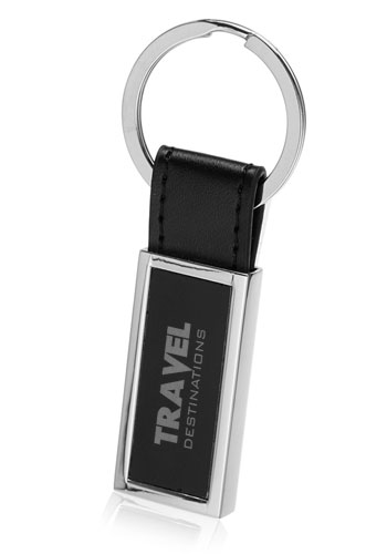 Rectangular Metal & Leather Keychains 2