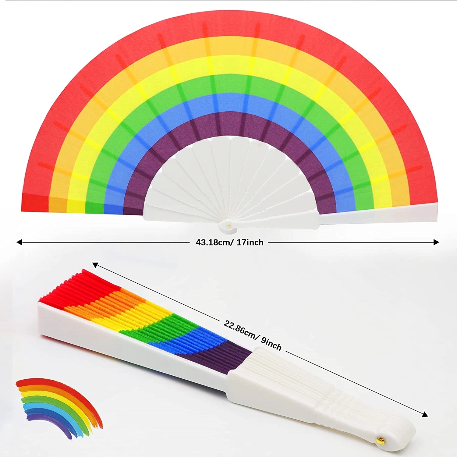 Rainbow Rave Folding Pride Plastic Fan 11