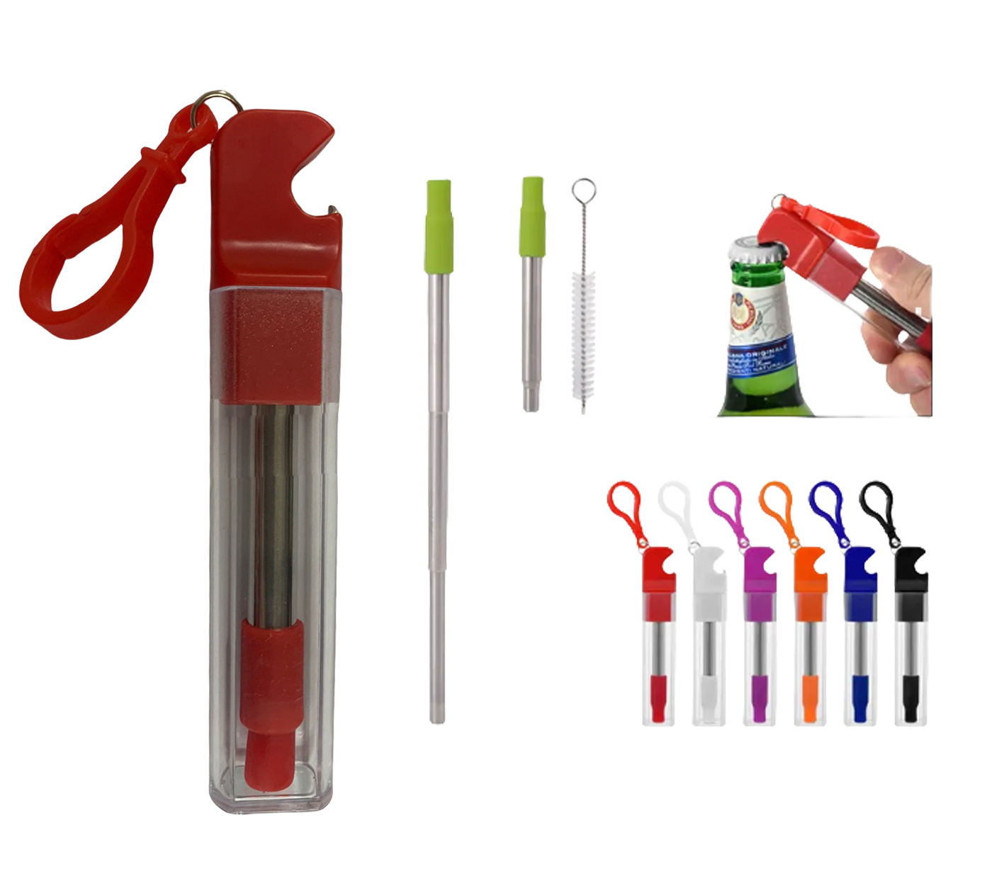 Collapsible Stainless Steel Straw Kit With Bottle Opener 2