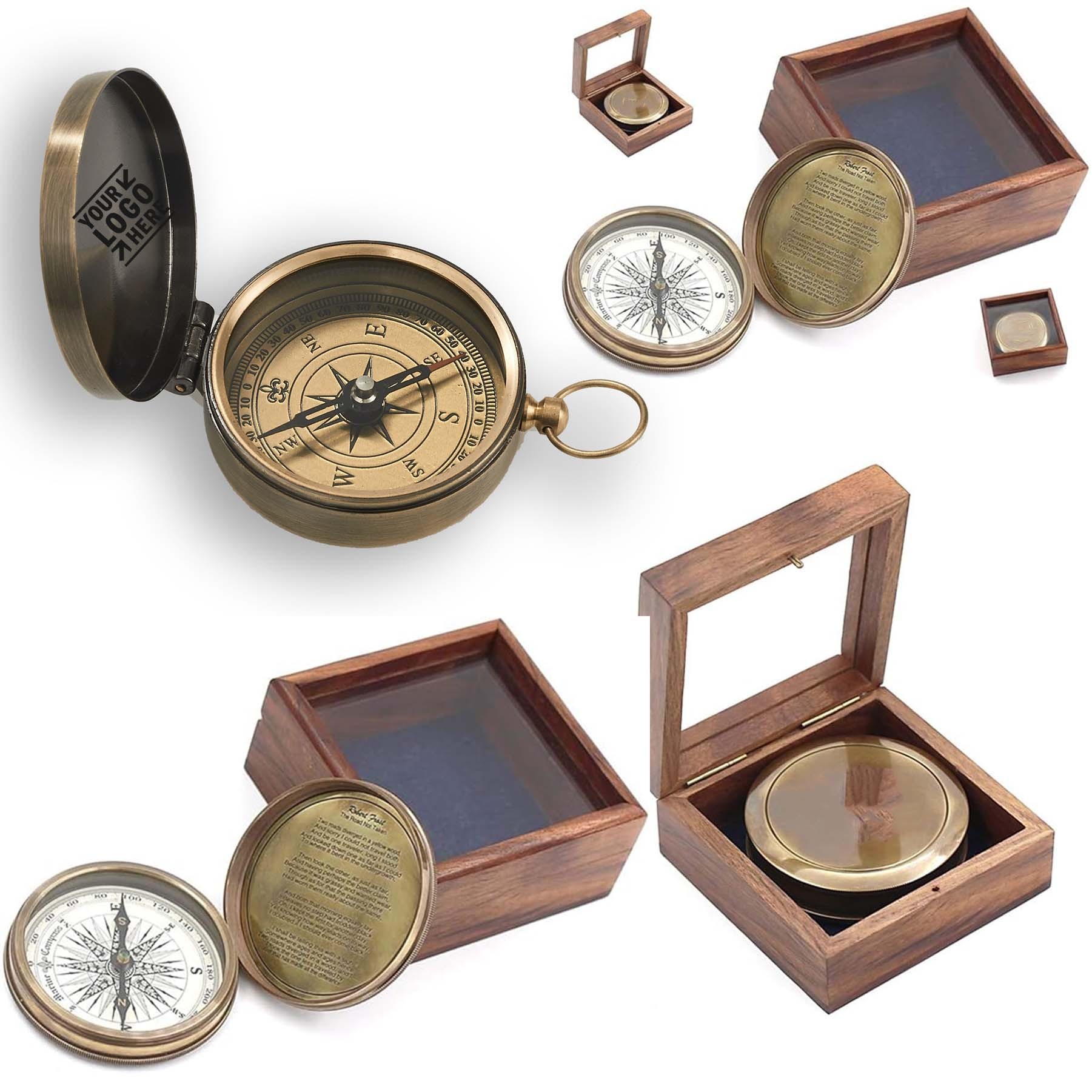 Famous Scripture Quote Engraved Baptism Gift Antique Nautical Vintage Directional Magnetic Compass 1