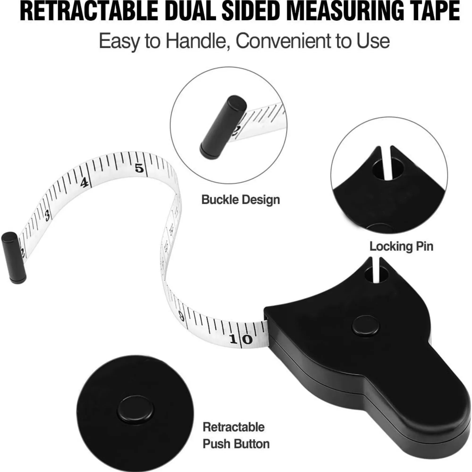 60'' Body Measuring Tape Automatic Lock And Eject Retract 11