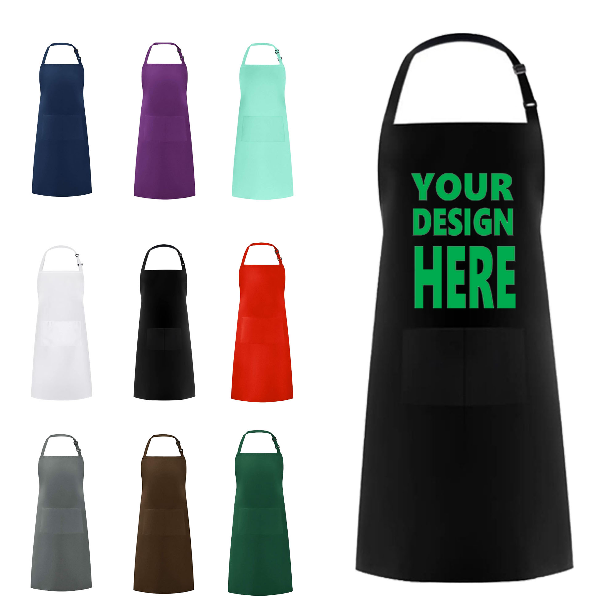 Unisex Comfortable Bib Apron with 2 Pockets Washable 4