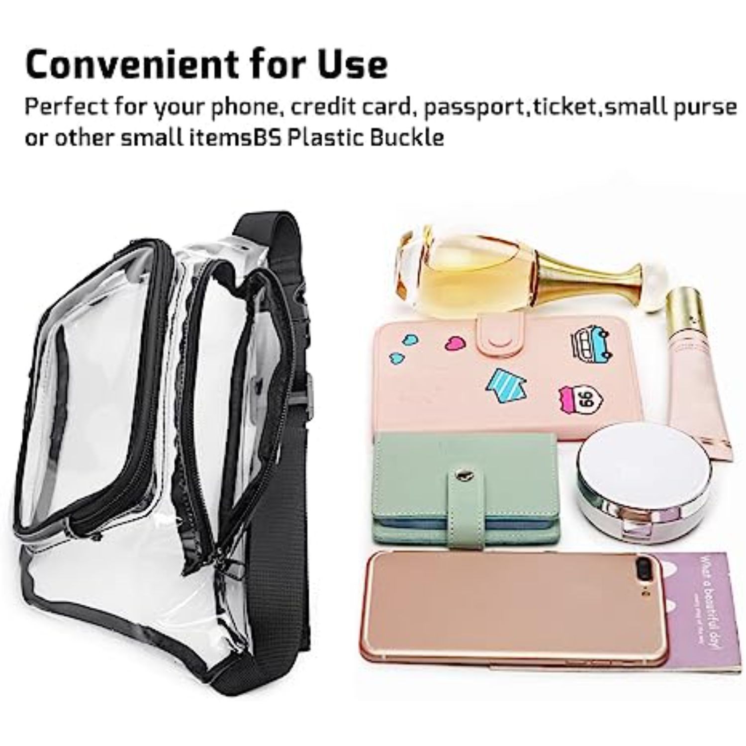 Clear PVC Waist Bag Stadium Approved Fanny Pack 2