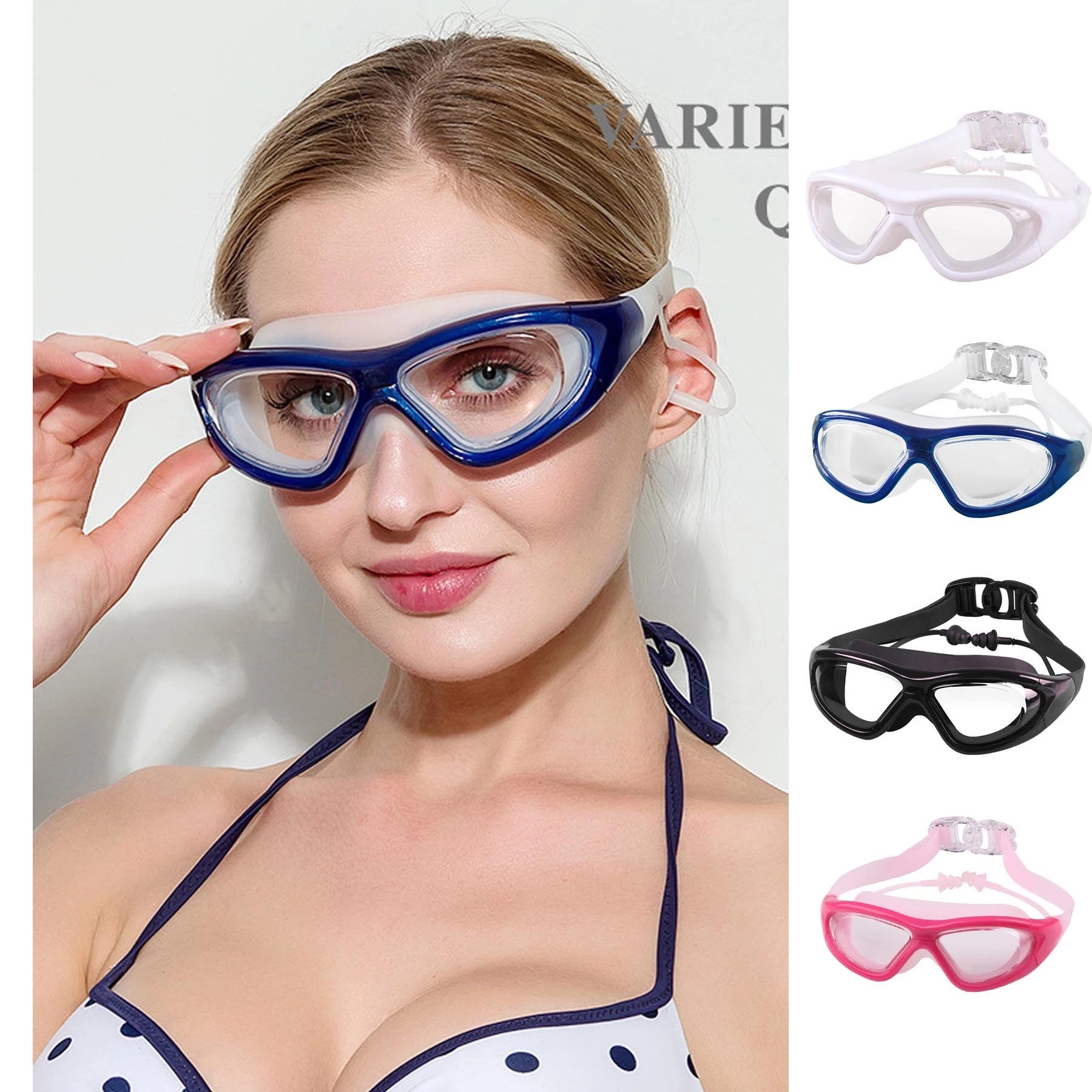 Swim Goggles Anti Fog UV Protection With Earplugs 2