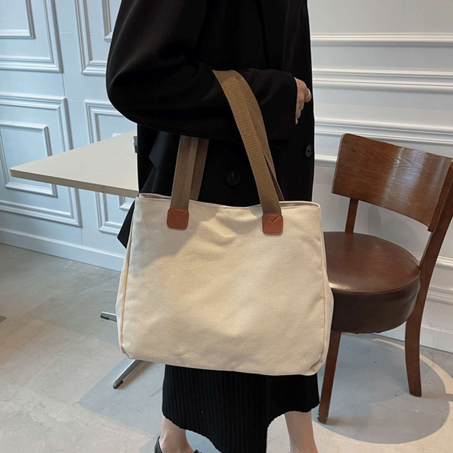 reusable earth-friendly black white Cotton Canvas Tote Bags 11