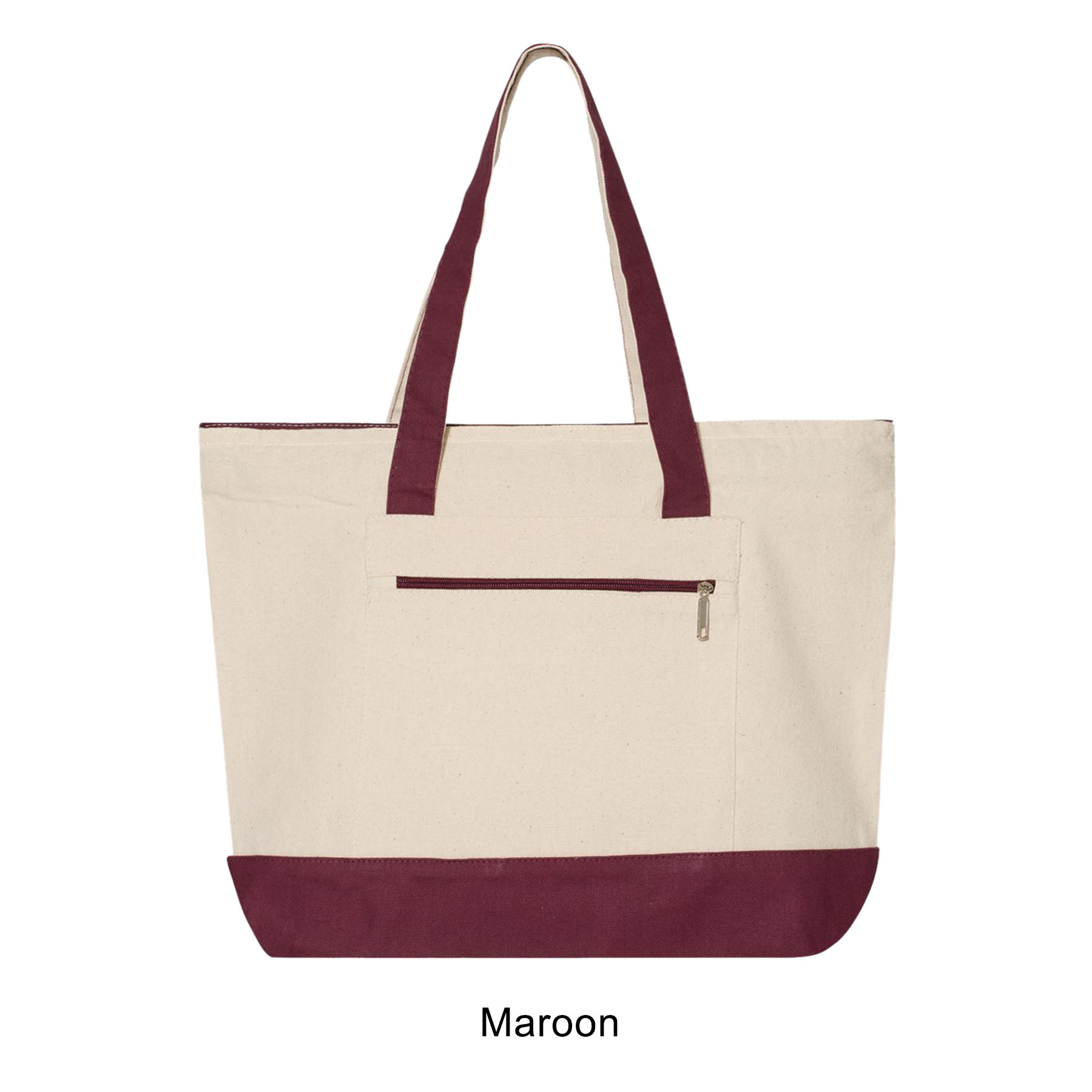 12 oz. Heavy Cotton Canvas Two Tone Zippered Tote Bag-Low MOQ 30 & 9 Colors 9