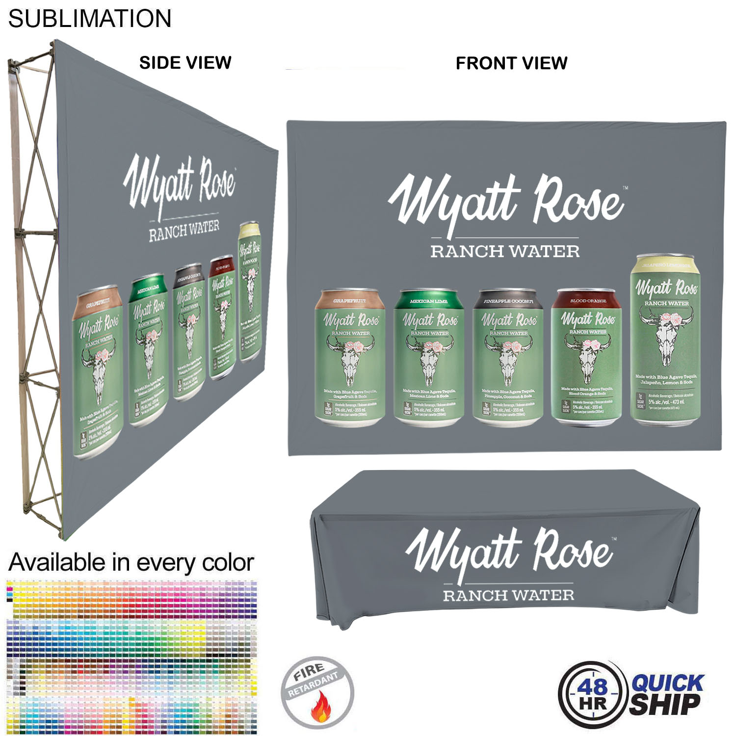 48Hr Quick Ship - Tradeshow booth package Ultra, 10' Straight Fabric Wall and Premium 8' tablecloth 26