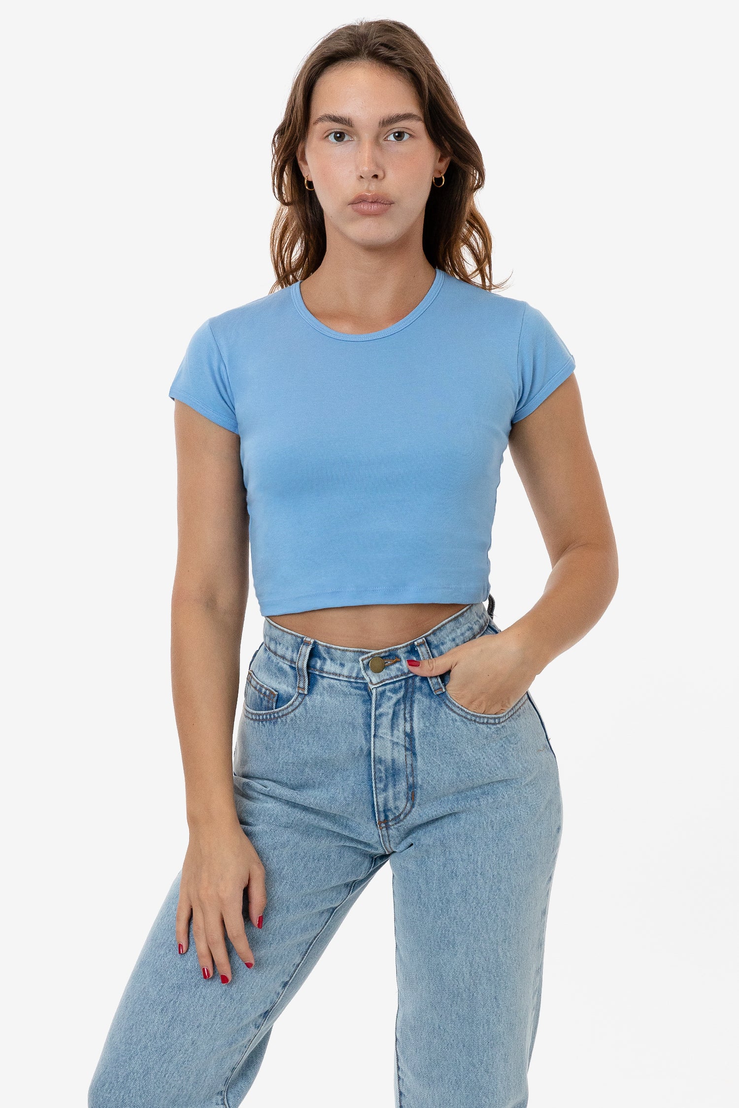 BABY RIB CAP SLEEVE CROP TOP 21