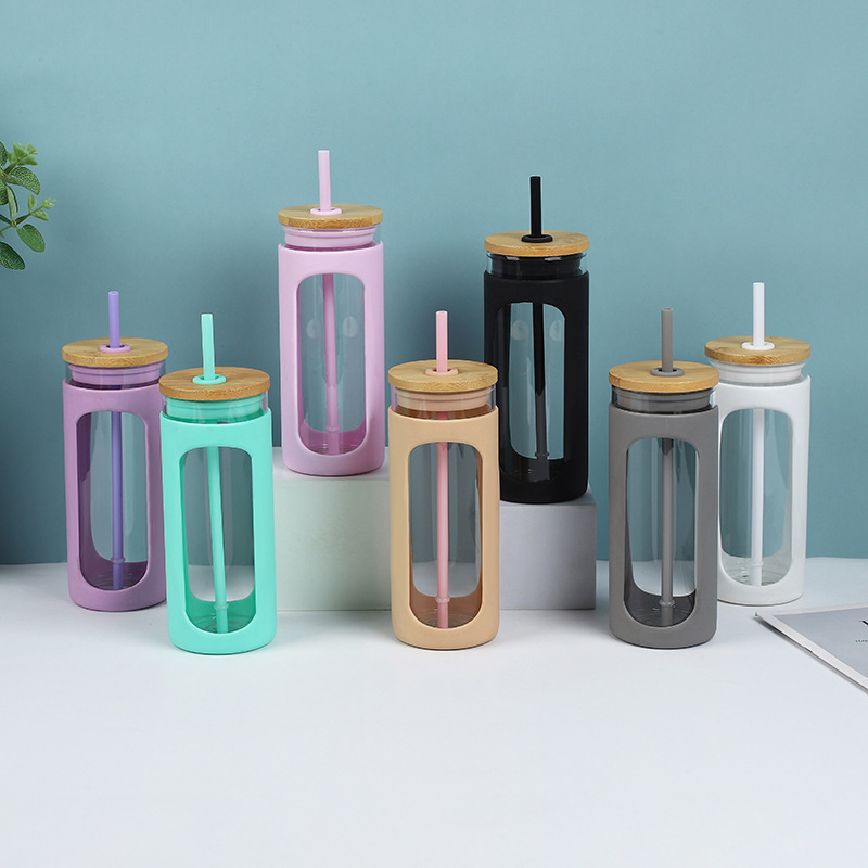 20oz Glass Water Tumbler with Straw and Lid 4