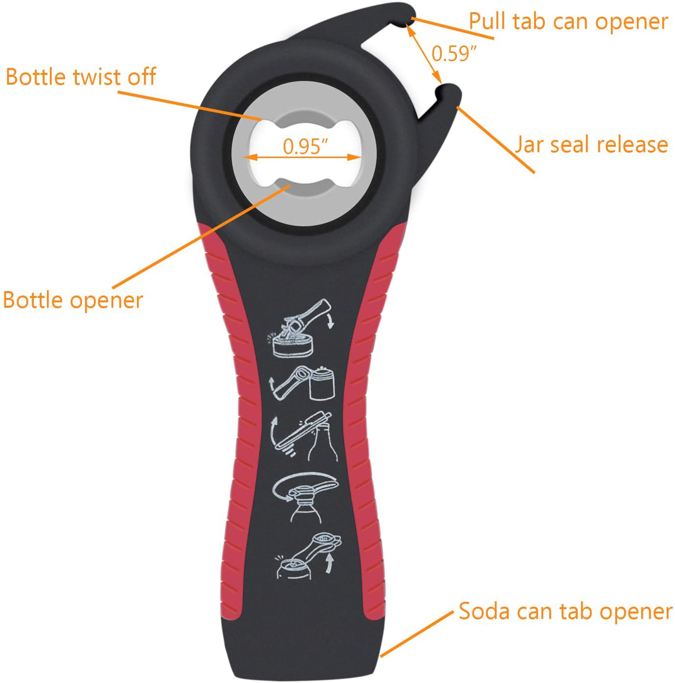 4-in-1 Multi Function Can Opener Bottle Silicone Handle 2