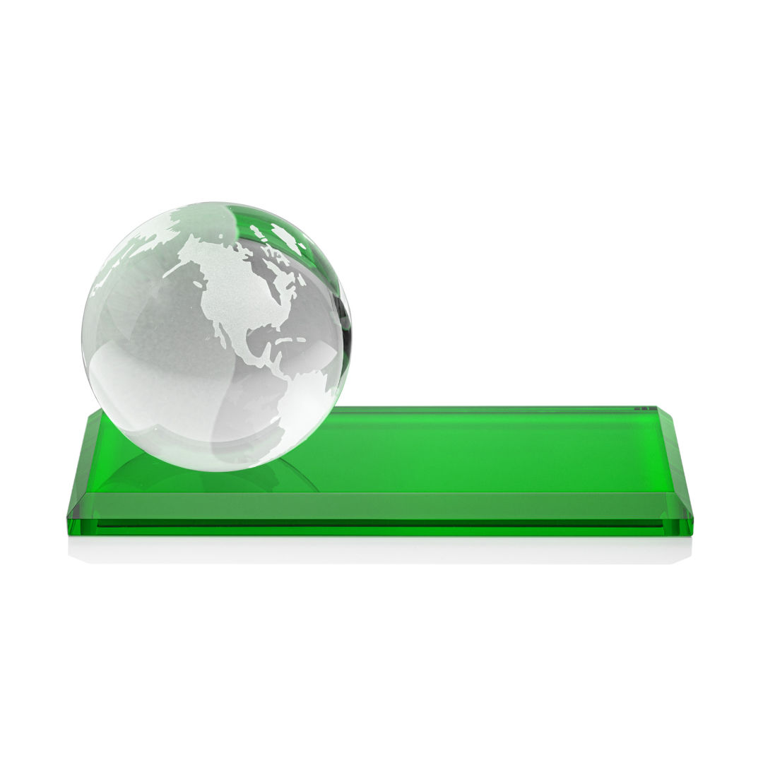 Globe VividPrint™ Award on Rectangle Base - Green 2