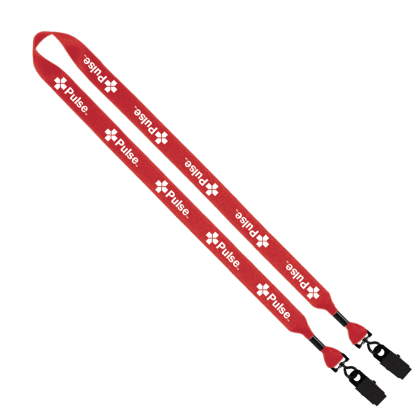 3/4" 2-Ended Polyester Lanyard with Metal Crimp & Metal Bulldog Clip 14