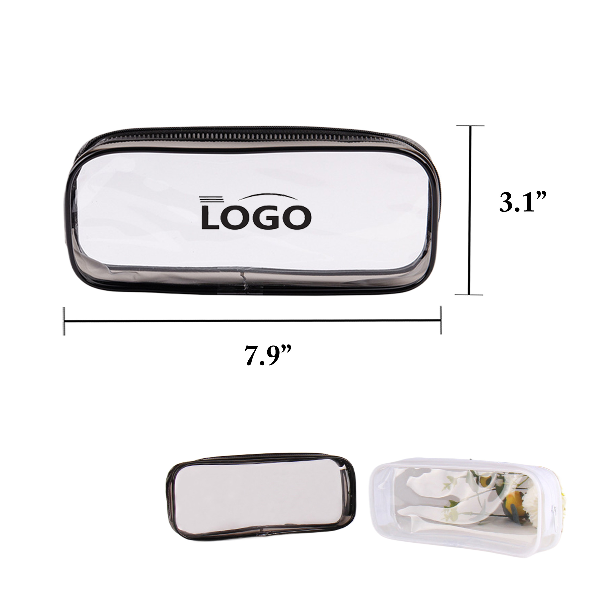Clear PVC Zipper Cosmetic Pencil Case 2