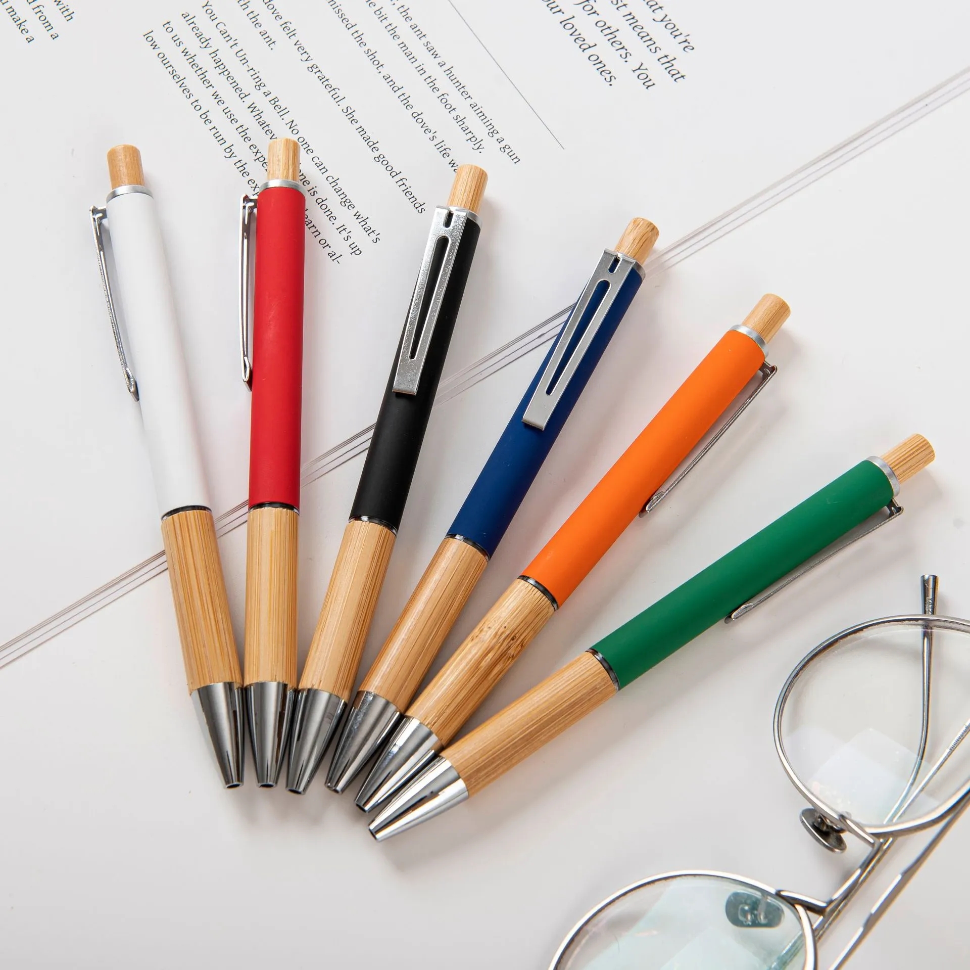 Bamboo Aluminum soft touch ballpoint pen 2