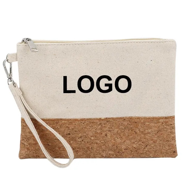 Portable Cork Canvas Cosmetic Zipper Bag 4