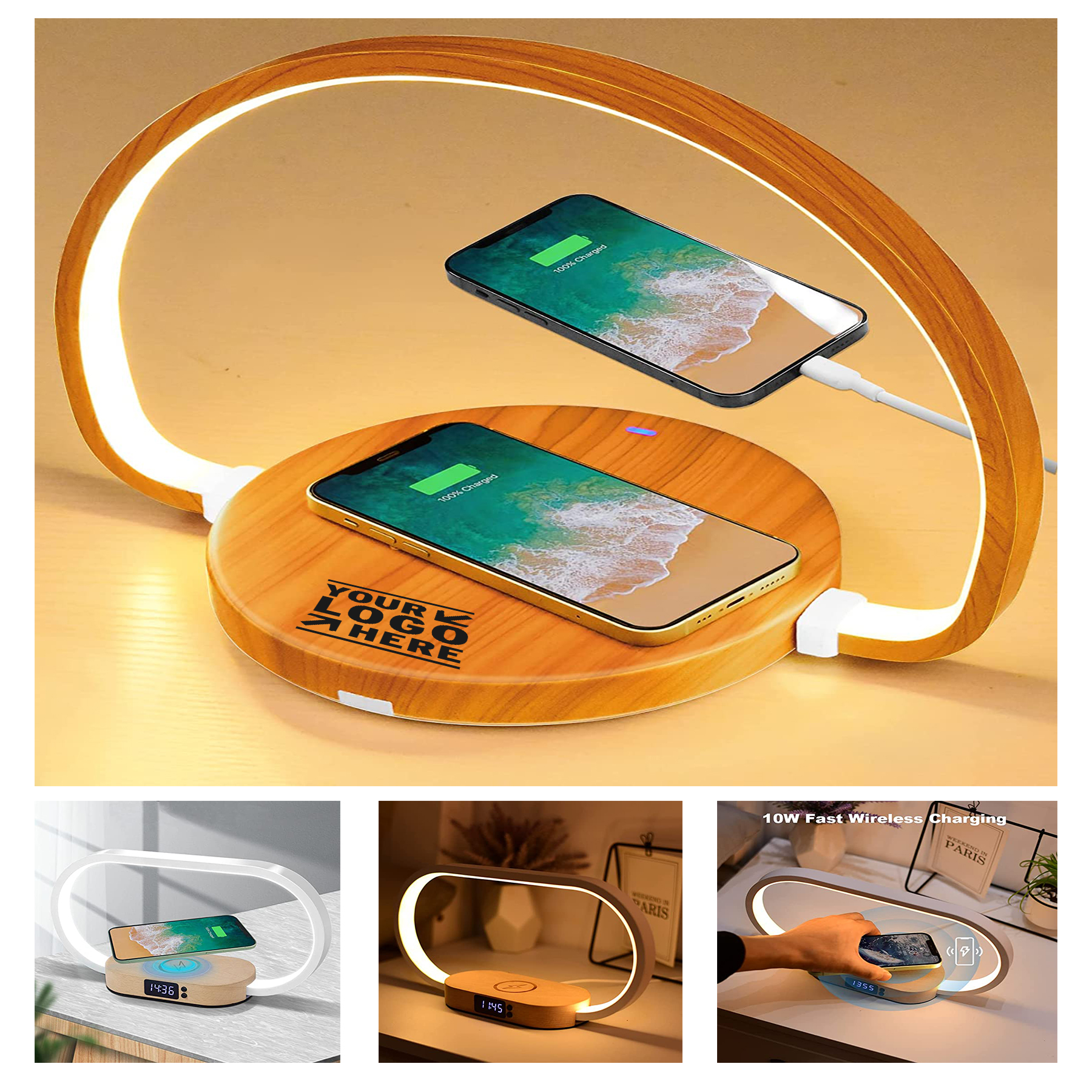 Bedroom Lamp with 10W Fast Wireless Charger
