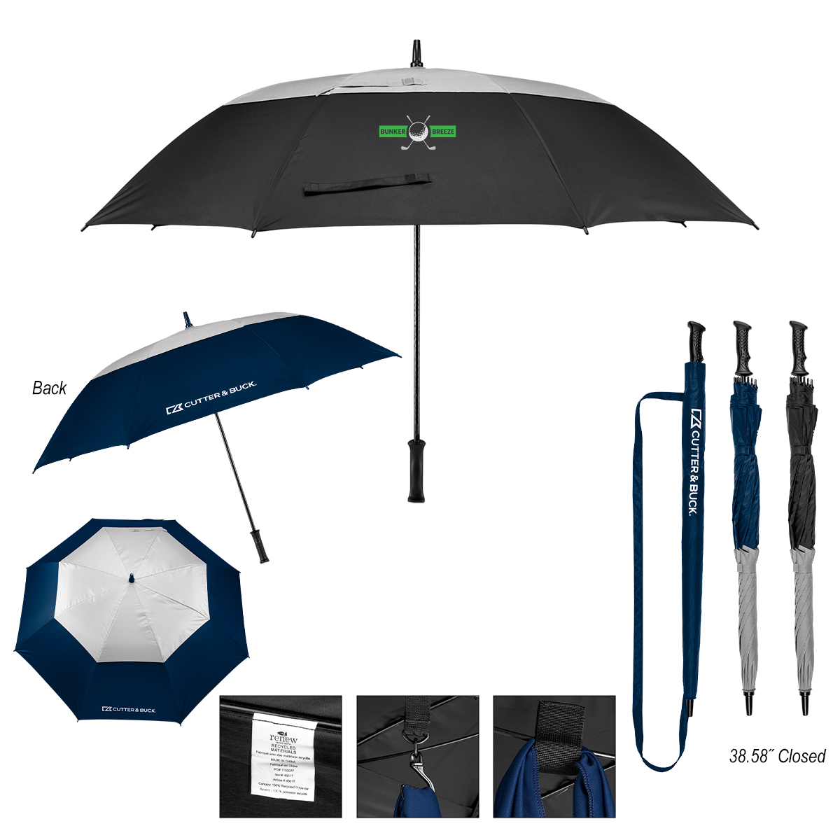 60" Cutter & Buck® Arc rPET Golf Umbrella 12