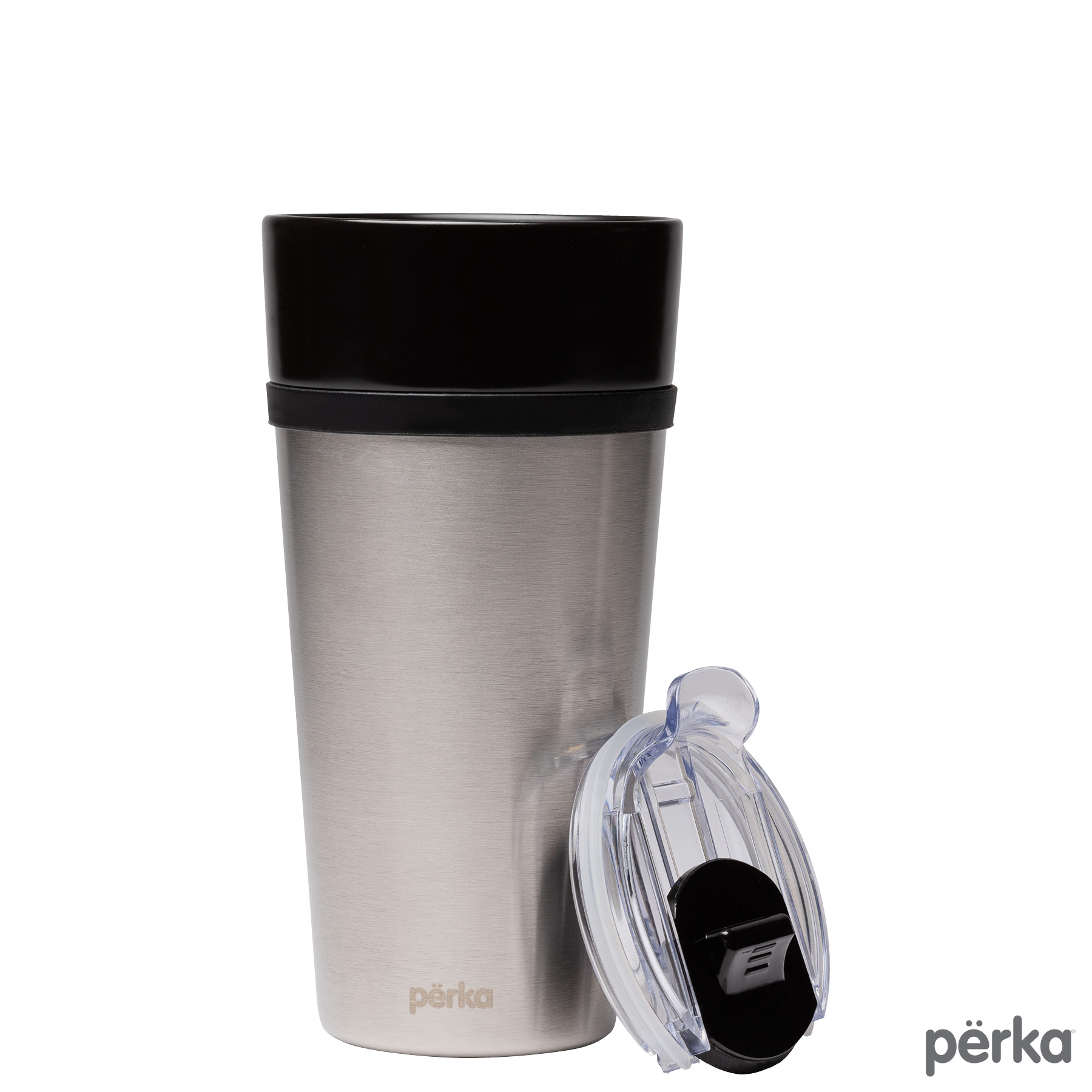 Perka® Linden 14 oz. Double Wall Ceramic Tumbler w/  Stainless Steel Outer 3