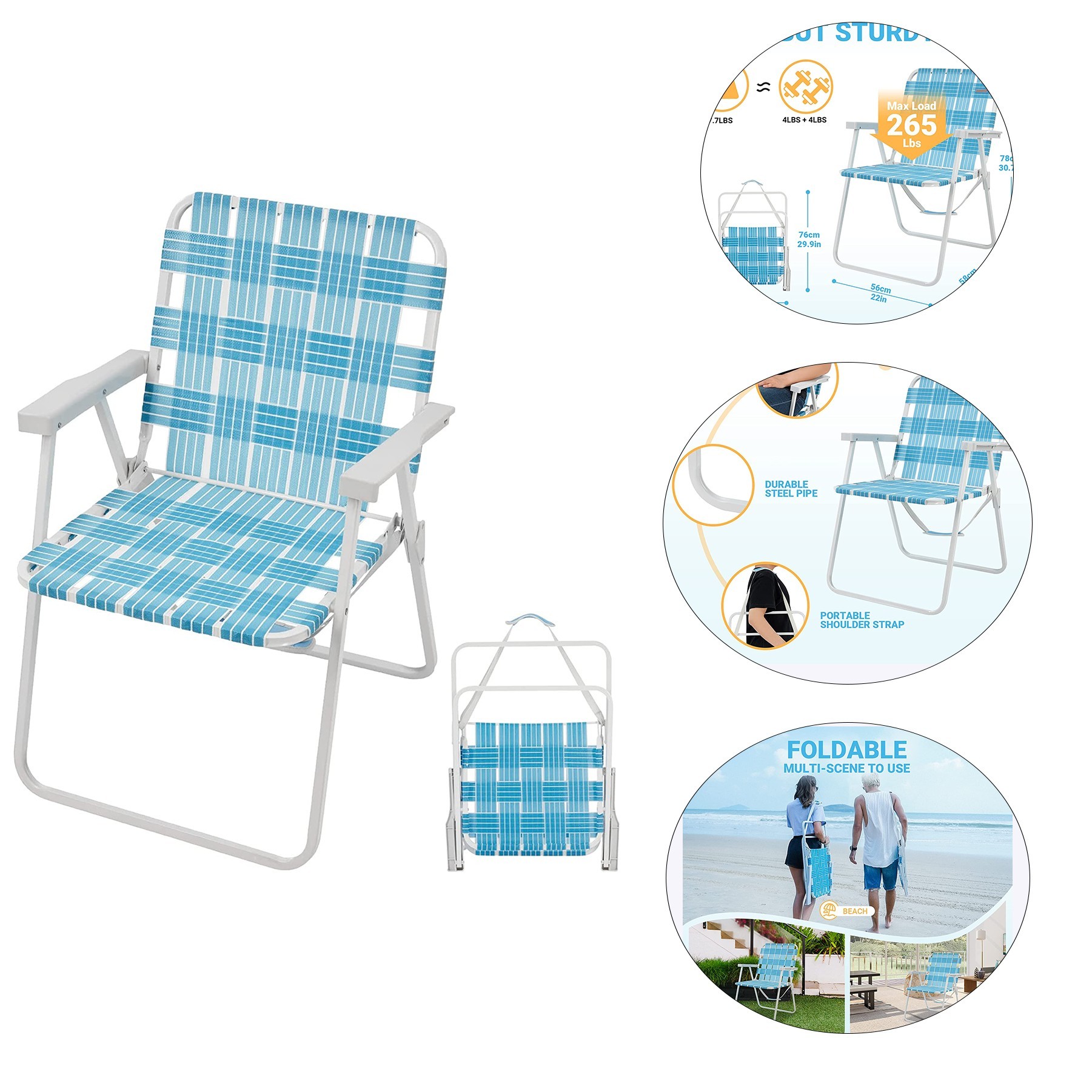 Folding Webbed Lawn Beach Chair 3