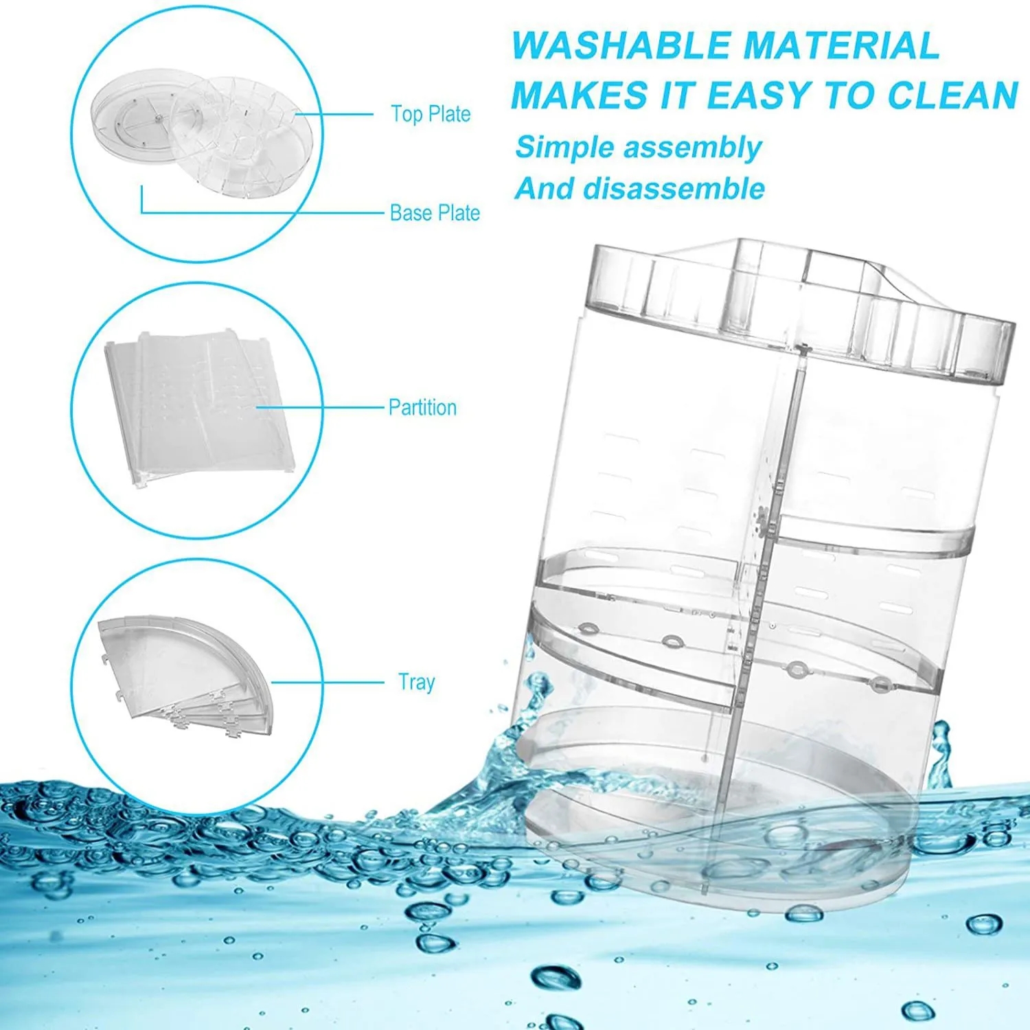 360 Rotating Adjustable Bathroom Makeup Storage Holder 4