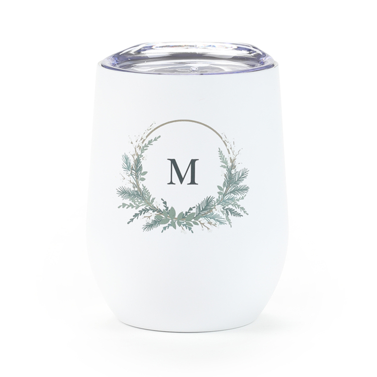 Holiday Monogram Wine Tumbler (12 Oz.) 1