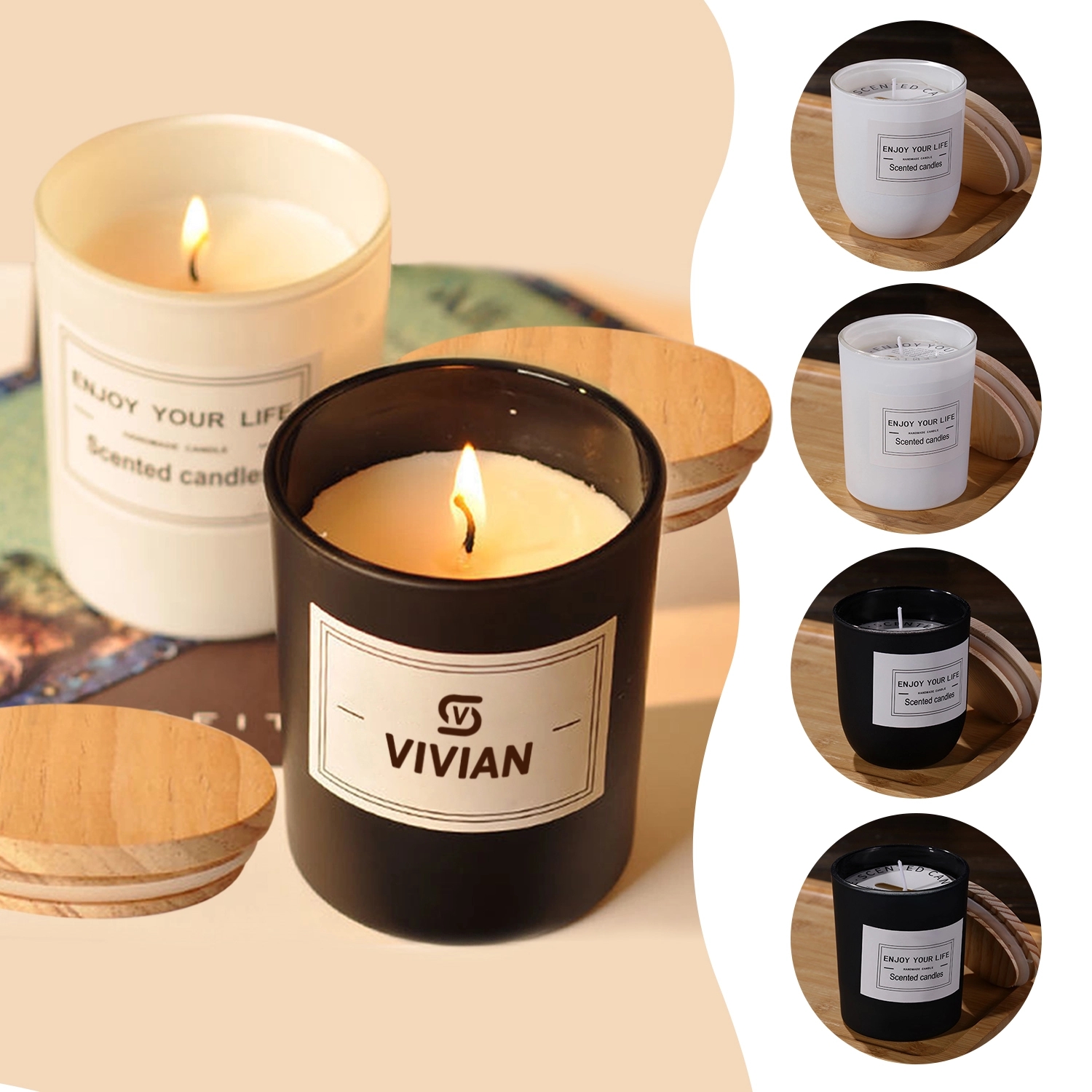 12 Oz Soy Wax Tumbler Scented Candle W/ Wood Lid 2