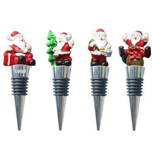 4 Piece Happy Santa Claus Wine Stopper Set 7